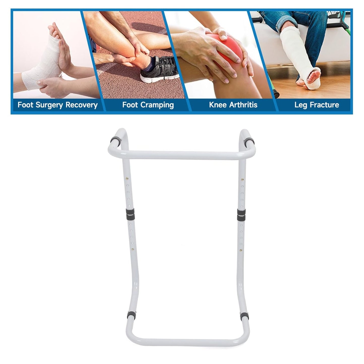 Blanket Lifter for Feet, Sheet Riser Height Adjustable Relieve Pressure Foot Tent Blanket Support Holder for Surgery Recovery with 4 Clips, Adjustable Blanket Support Holder