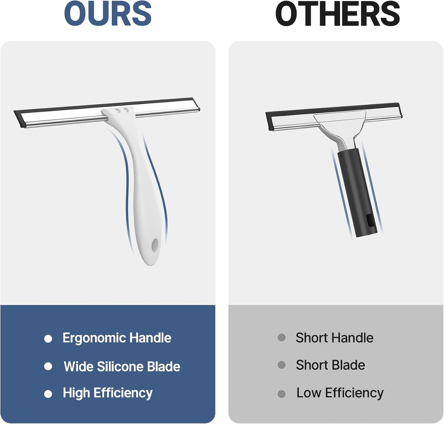 AmazerBath Squeegee for Shower Glass Door, All-Purpose Squeegee with Hook for Shower Doors, Windows, Mirrors, Tiles and Car Glass, 10 Inches
