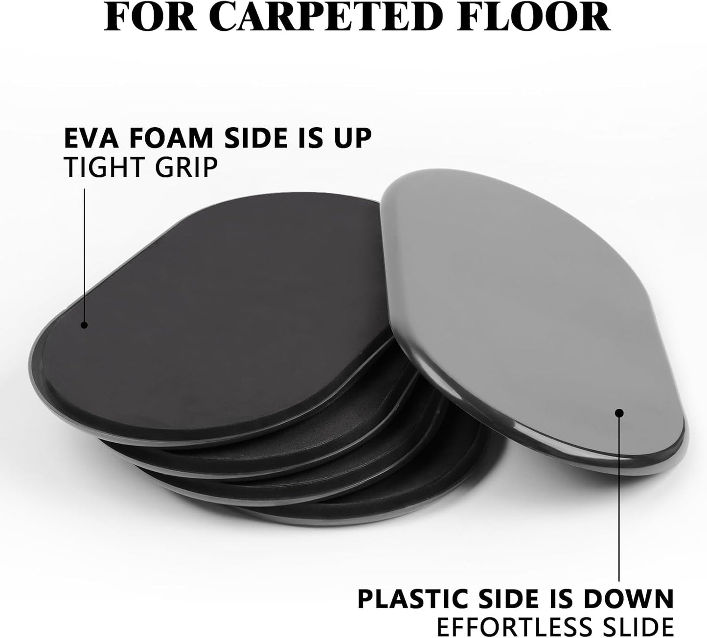 Furniture Slider, 3-1/2" x 6" Oval Heavy-Duty Furniture Movers, Reusable Carpet Sliders for Furniture, Heavy Furniture Moving Pads Moving Sliders - Protect The Surface of The Carpet (8 Pack)