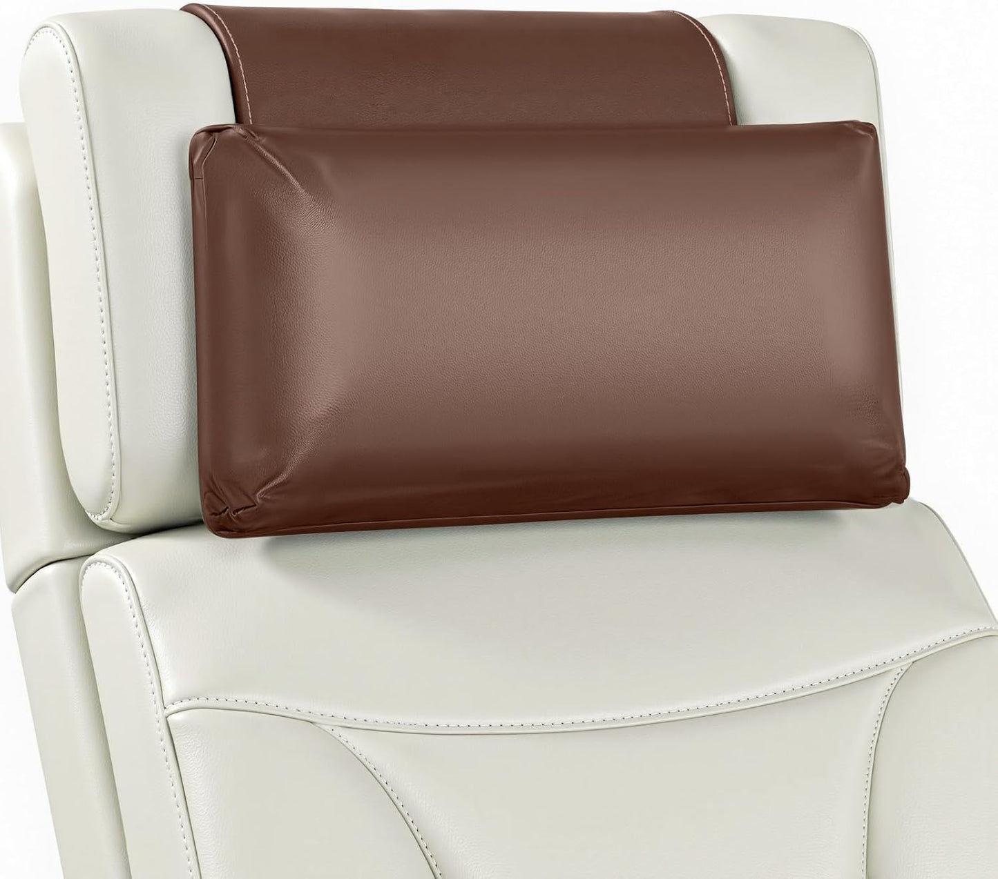 Recliner Pillow, Adjustable Neck & Head Support Pillow | Faux Leather, Weighted Non-Slip Flap, Adjustable Filling, Pain Relief & Relaxation, for Recliners, Sofas, Office Chairs