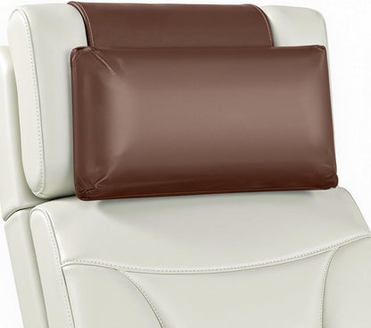 Recliner Pillow, Adjustable Neck & Head Support Pillow | Faux Leather, Weighted Non-Slip Flap, Adjustable Filling, Pain Relief & Relaxation, for Recliners, Sofas, Office Chairs