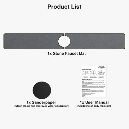 Premium Stone Faucet Mat for Kitchen Sink, 30" x 4" White | Quick Drying & Water Absorbent, Sink Splash Guard Tray for Prevents Moisture Buildup