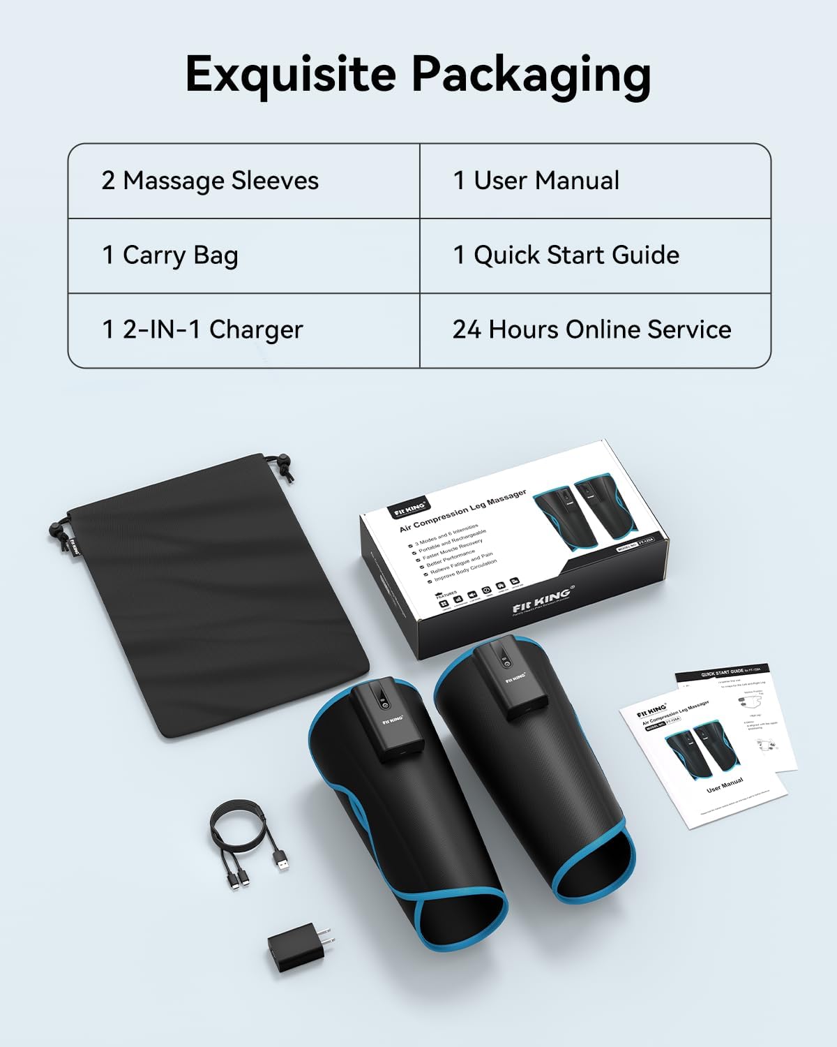 FIT KING Cordless Calf Compression Massager for Circulation and Pain Relief
