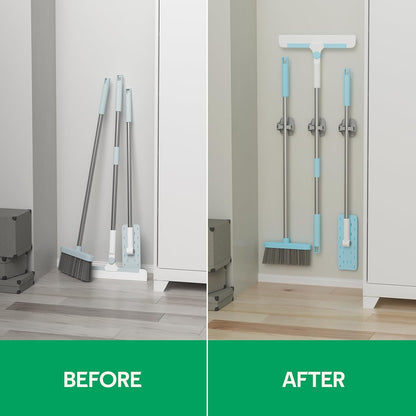 reliahom Broom Holder Wall Mount Mop Grippers Organizer wall Hanging, 5Pack | No Drilling Self Adhesive Easy install Anti-Slip Mop Broom Hanger Storage Rack for Kitchen,Laundry Room,Garden,Garage