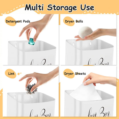 Sealegend Magnetic Lint Bin for Laundry Room Organization and Storage, Lint Trash Can for Laundry Room Decor, Wall Mounted Space-Saving, White