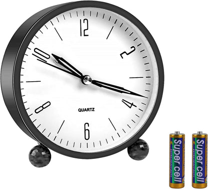 pxy Loud Alarm Clock for Heavy Sleepers 3D Dial Battery Operated (Battery Include), 4" Super Silent Analog Alarm Clock for Kids with Night Light PT260 Silver OrangePT505 Green White
