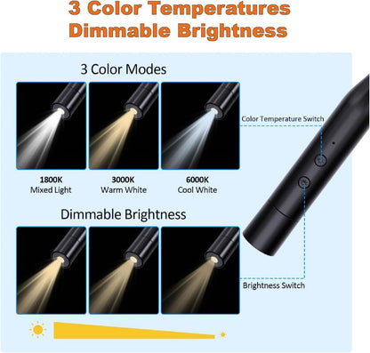 2 Pack Neck Book Lights, 3 Colors & 3 Brightness Levels, Flexible 380° Neck Light Rechargeable, LED Reading Lights for Books in Bed, 80 Hrs Lasting, Perfect for Reading, Knitting, Crafts, Repairs