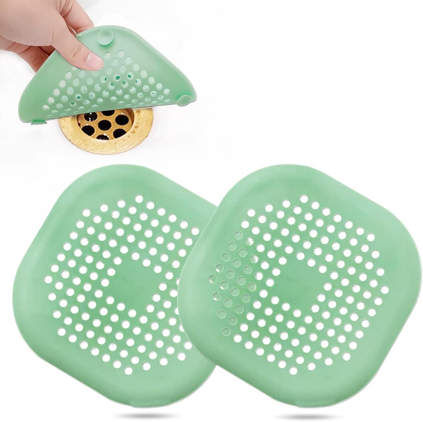 Bovinde Hair Drain Catcher,Square Cover for Shower 2 Pack (Black) | Drainer Cover Silicone Hair Stopper with Suction Cups,Protector Accessories,Easy to Install Suit for Bathroom,Bathtub,Sink