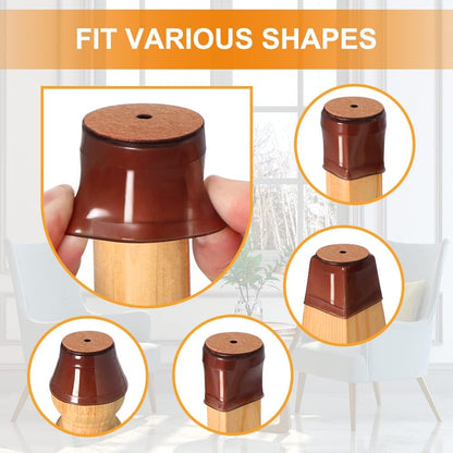 VIUME 24 Pcs Chair Leg Floor Protectors for Hardwood Floors Round | Silicone Covers Felt Pads Furniture Leg Caps Anti-Scratch Reduce Noise Fit (1-5/16" to 2")
