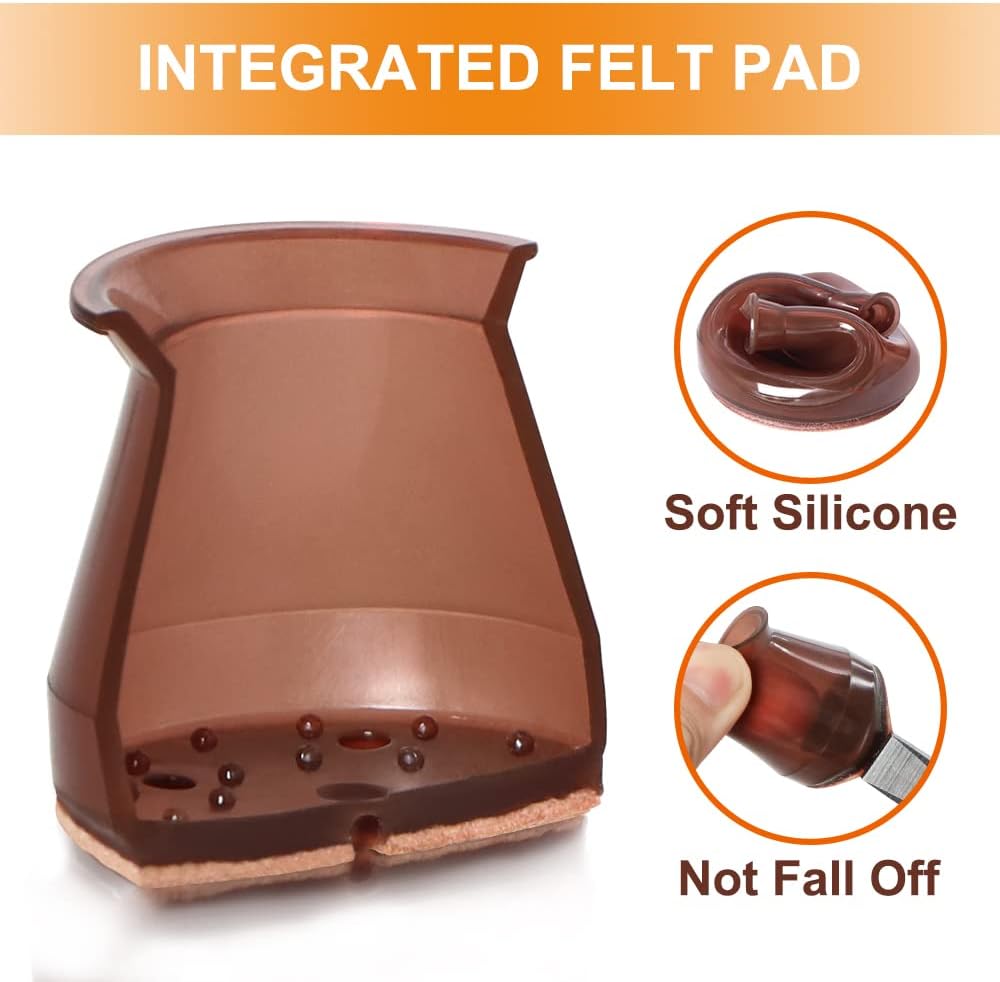 VIUME 24 Pcs Chair Leg Floor Protectors for Hardwood Floors Round | Silicone Covers Felt Pads Furniture Leg Caps Anti-Scratch Reduce Noise Fit (1-5/16" to 2")