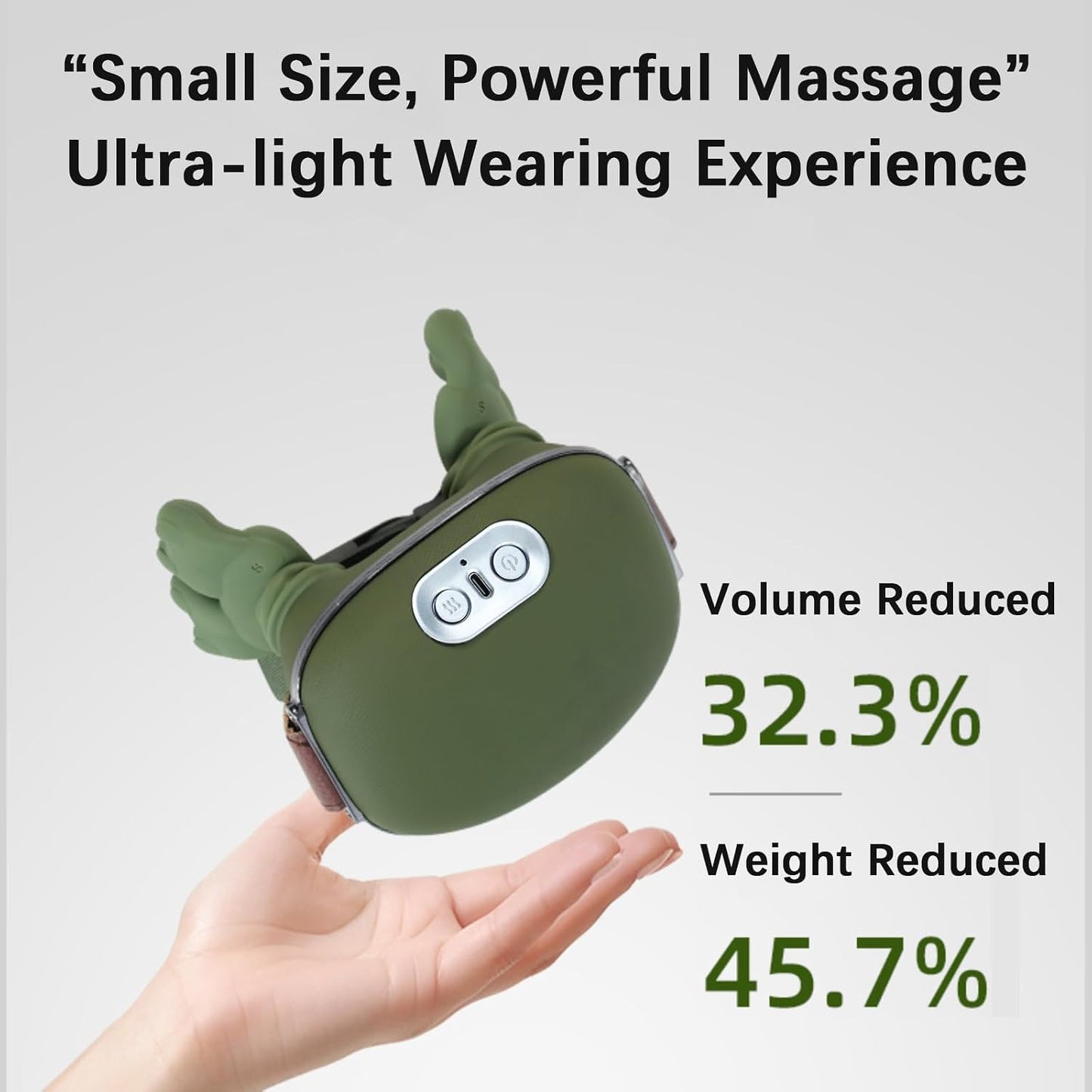 Neck and Shoulder Massager,Portable Shiatsu Back Massage Hand-Shaped Deep Tissue 4D Kneading Massager with Heat for Pain Relief and Muscle Relax,Gifts for Women Men,(Green)