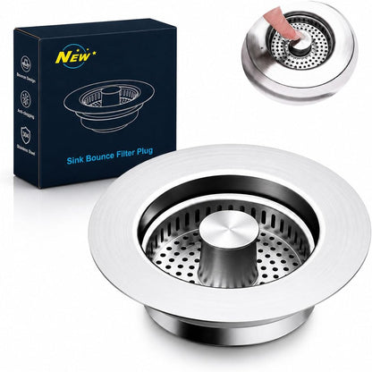 3-in-1 Kitchen Sink Drain Strainer & Stopper with Basket, Stainless Steel Drain Plug Cover Catcher for Food Waste - Sink Accessories for Home or Kitchen Sink Shroom Fit US Standard 3-1/2'' Drain Hole