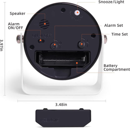 TIMESS Analog Alarm Clock with Snooze & Light, Silent Non-Ticking, White