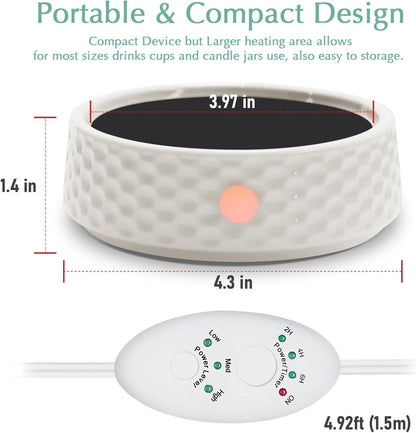 Electric Large Candle Warmer Plate - Ceramic Candle Wax Warmers Timer Adjust Fragrance Intensity Auto Shut Off for Home Office, Aromatherapy Fragrance and Heating Beverage, Milk, Tea, Hot Chocolate