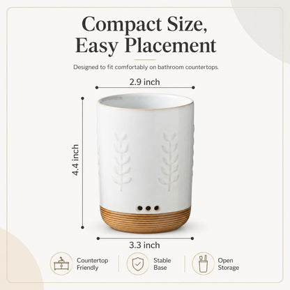 LYEOBOH Ceramic Toothbrush Cup, Cute Toothbrush Holder with Drainage White | Farmhouse Toothbrush Container, Countertop Toothbrush Organizer, Toothbrush Storage for Bathroom Vanity & Countertop