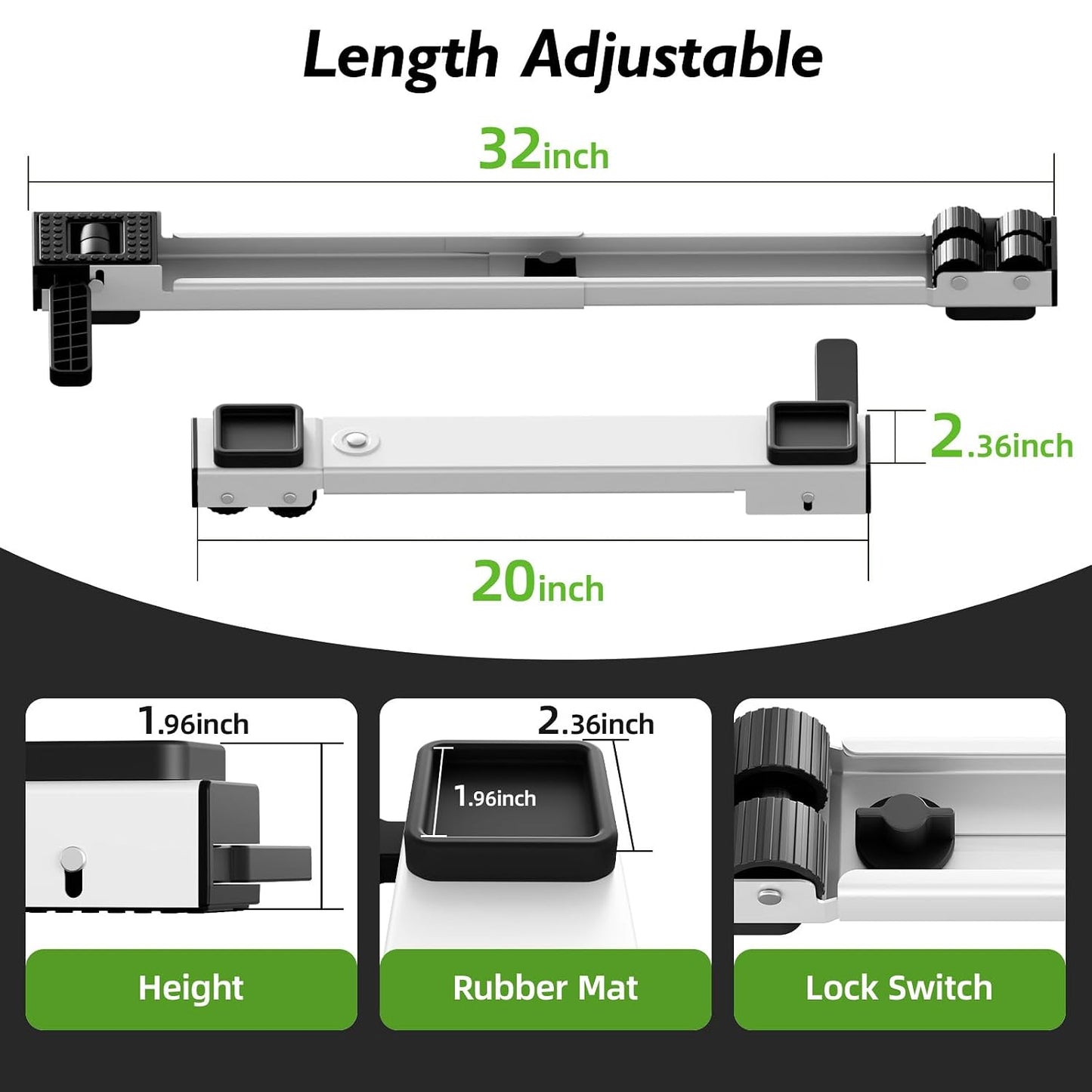 Appliance Rollers Heavy Duty,20''-32''in Extendable Appliance Sliders,Liftable Anti Slip Mobile Washing Machine Base,Easily Move Washer and Dryer Machines,Refrigerators,Furniture-Black