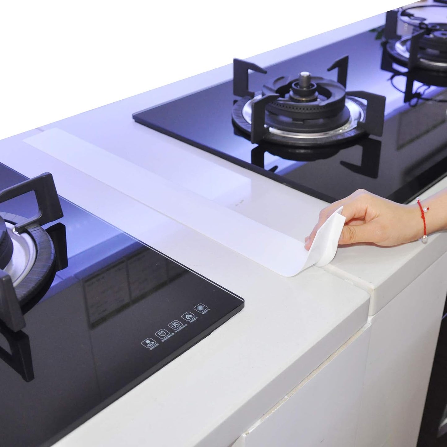 Silicone Stove Counter Gap Cover 30 Inch Side Range Gap Filler 2 Pack Black | Extra long kitchen stove gap covers, 0.2-1 inch gap, heavy 10 oz, cut to size, oven crack guards between stove and counter
