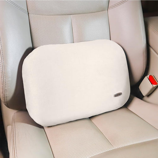 Lower Back Automotive Lumbar Support Pillow for Car Recliner Cushion Black | Soft Latex Memory Foam Suede, Home Office Chair Desk Accessories, Thin Waist Pain Relief, Driving Seat Relax, Ergonomic