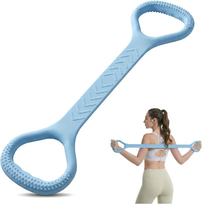 Figure 8 Resistance Band with Handles, Silicone Exercise Elastic Bands for Working Out Home Gym Office Travel, Non-Slip Full Body Arm Back Shoulder Stretch Bands for Yoga Pilates Women