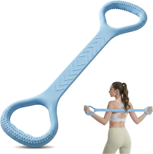 Figure 8 Resistance Band with Handles, Silicone Exercise Elastic Bands for Working Out Home Gym Office Travel, Non-Slip Full Body Arm Back Shoulder Stretch Bands for Yoga Pilates Women