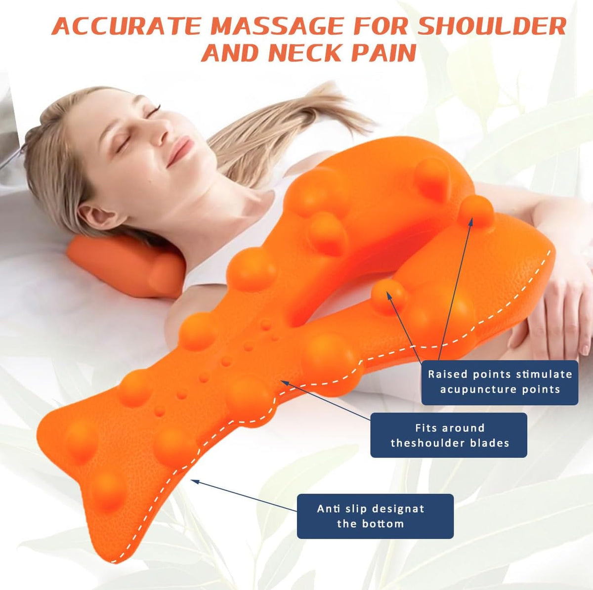 Trapezius Trigger Point Massager Suboccipital Release Tool Myofasical Release Neck and Shoulder Pain Posture Corrector for Muscle Pain Relief (Orange)
