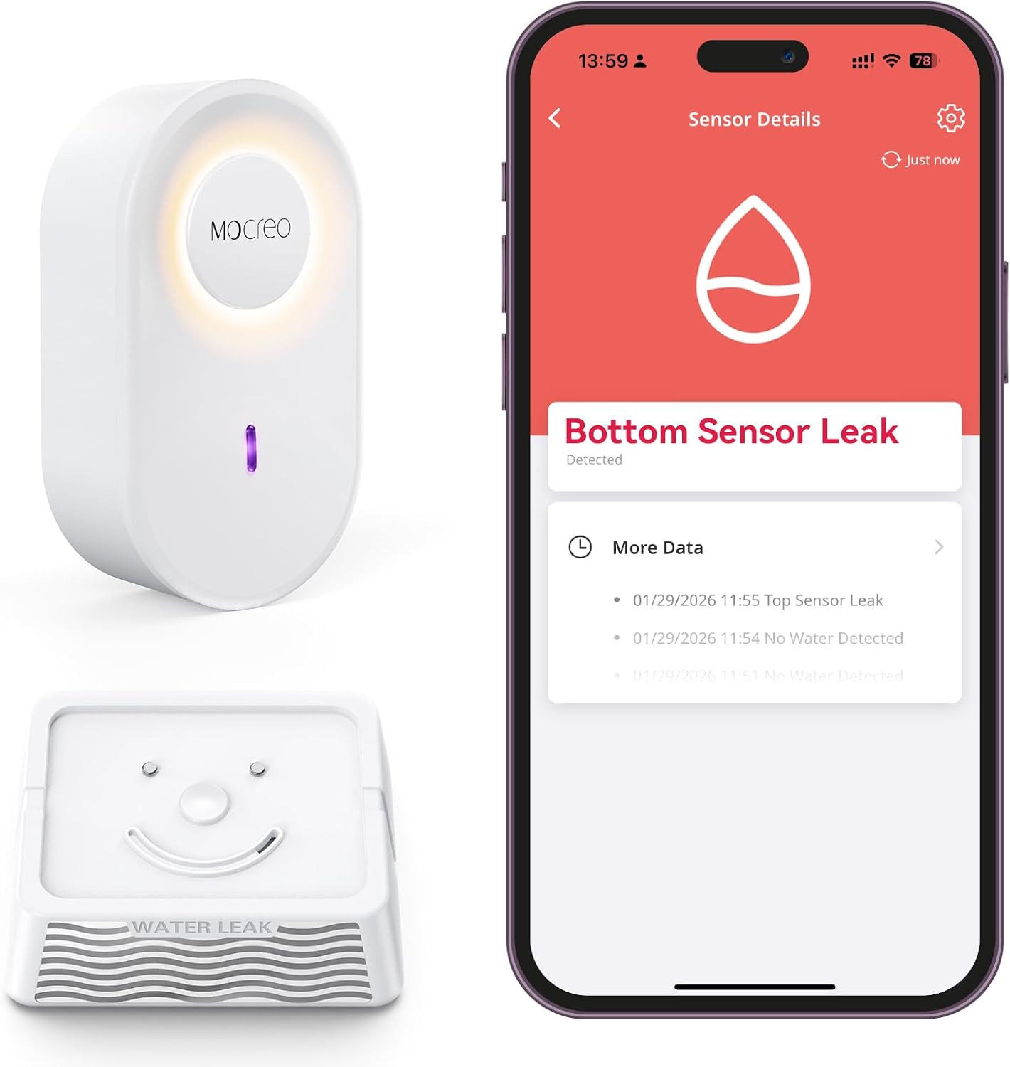 WiFi Water Leak Detector Kit, 2000ft Long Range, SMS App Email Alerts, 105dB Adjustable Alarm, Leak Severity Tracking, 5-Year Battery Life, 3 IP67 Water Leak Sensors for Home Basement Kitchen