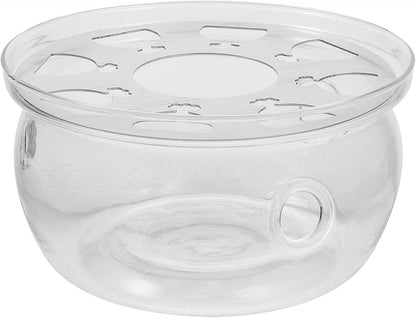 BESPORTBLE Household Glass Teapot Warmer with Heat-Resistant Base Safe Glass Tea Stove Heater for Warming Tea and Food Compact Design for Home Decoration and Practical Use