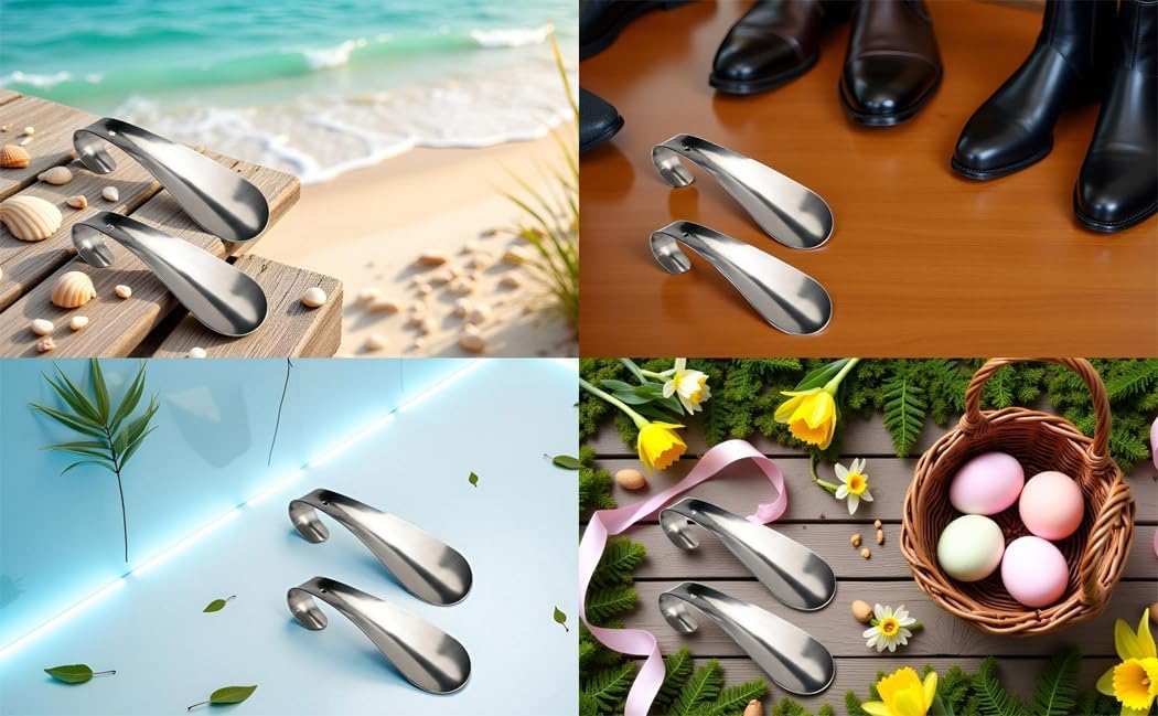 Shoe Horn Long Handle for Seniors Men Women, Metal Shoehorn Handled,Long-Handle Shoe Spoon,Boot Horns,Shoes Stick Helper,6 Inch Travel Small Size Stainless Steel Made Tool,Short Shoe Tongue, 2 Pack