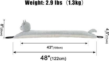 Under Door Draft Stopper Decorative Wind Stopper 36 inch for Door & Window, Weighted Animal Air Draft Stopper for Bottom of Door with Hanging Loops - Brown Dog