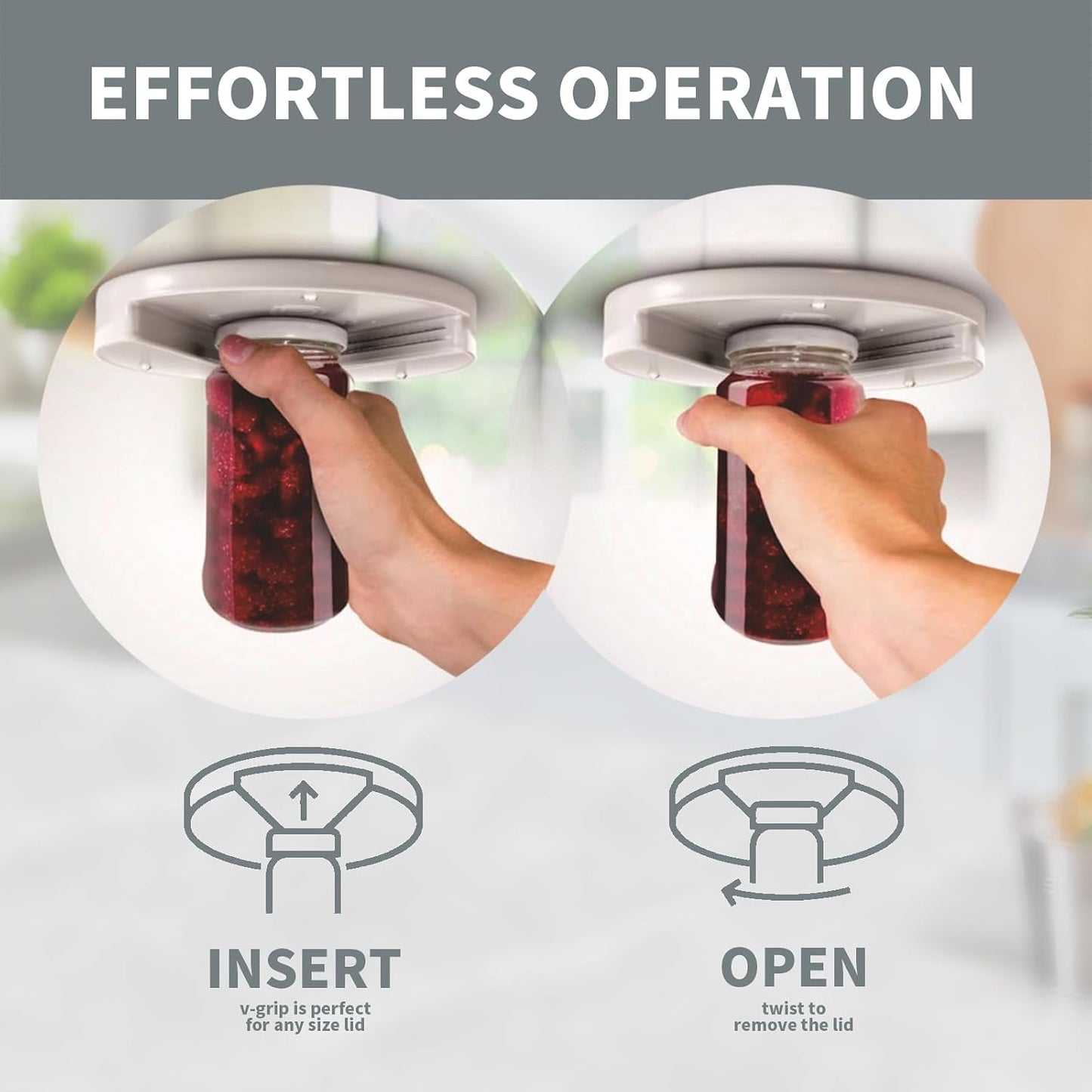 Under Cabinet Jar Opener, Multi-Function One-Handed Bottle and Jar Opener, Under Counter Jar Opener Mounted for Seniors, Water Bottle Openers for Home Kitchen