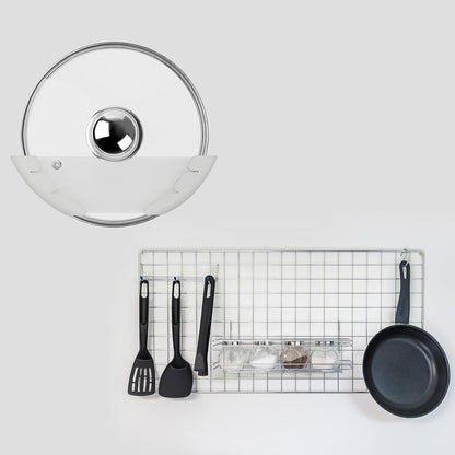 Universal Pot Lid Organizer for Cabinet, 5 Pcs Pan Lids Organizers Inside Cabinet Door Wall Mount Pots Top Storage Rack Holder for Kitchen, Fits 6" to 13.5" (5pcs black)