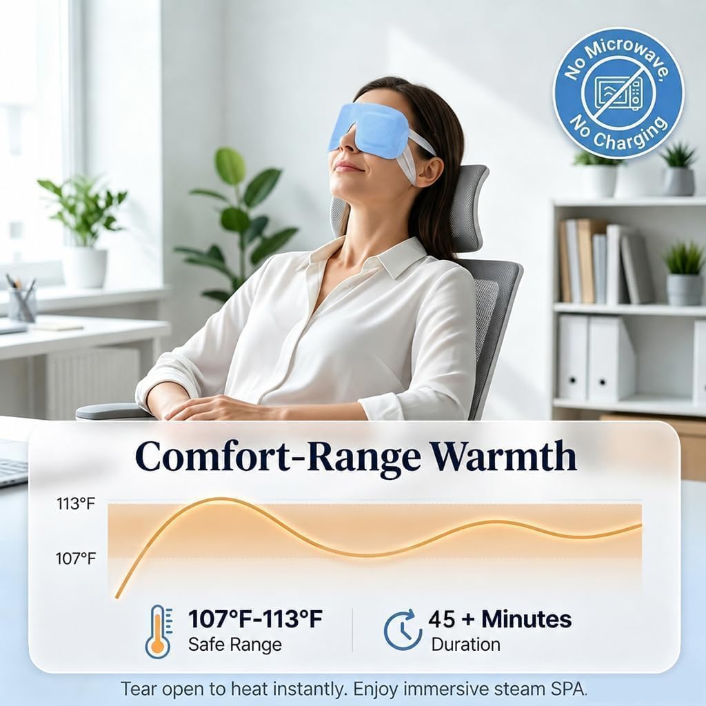30 Pack Self-Heating Steam Eye Masks for Dry Eyes: Moist Heat Warm Compress