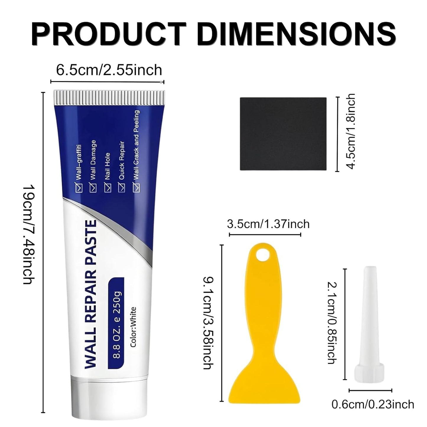 2PCS Drywall Repair Kit, Wall Mending Agent, Wall Patch Repair Kit with Scraper, Multi-Functional Drywall Patch Paste Repair Kit for DIY Home Fix