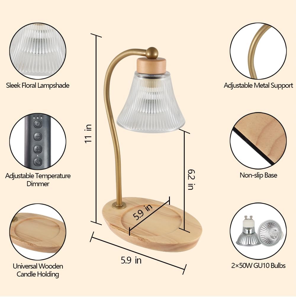 Candle Warmer Lamp Adjustable Height Dimmable for Jar Candles Hummingbird