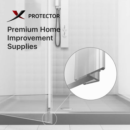 Frameless Shower Door Side Seal X-Protector - 40" Shower Door Seal | Self-Adhesive Shower Door Sweep - Premium Door Side Seal Strip - Silicone Glass Shower Seal Strip for All Door Thicknesses!