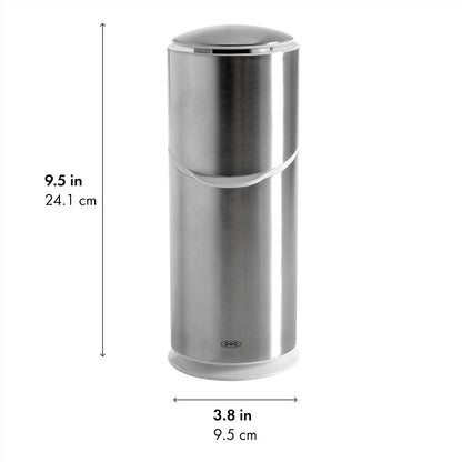OXO Good Grips Bathroom Toothbrush Holder Set - Stainless Steel | Countertop Storage, Holds Up To 4 Toothbrushes, Easy To Clean, Hygienic Ventilation, Removable Divider