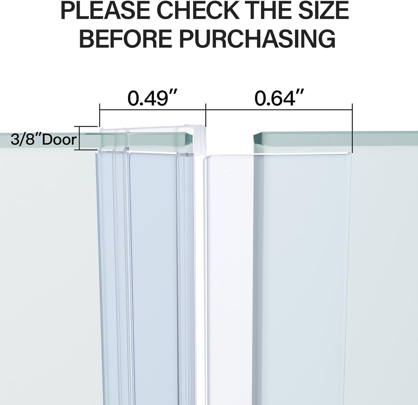 Yecaye 3 Pack 3/8" x 39" Shower Door Bottom Seal Strip, Shower Door Sweep | Shower Door Sweep for 3/8'' (10mm) Doors, Frameless Glass Shower Door Seal Strip Stop Shower Leaks and Create a Water Barrier