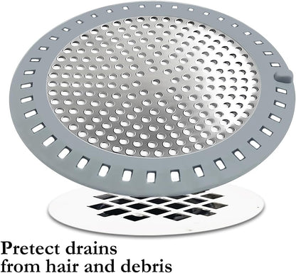 Huntonry Drain Hair Catcher, Shower Hair Drain Catcher, Shower Drain Cover, Bathtub Drain Strainer, Tub Hair Catcher, Bathroom Sink Strainer Hair Trap Filter, Bathroom Drain Defender, Flat, Round