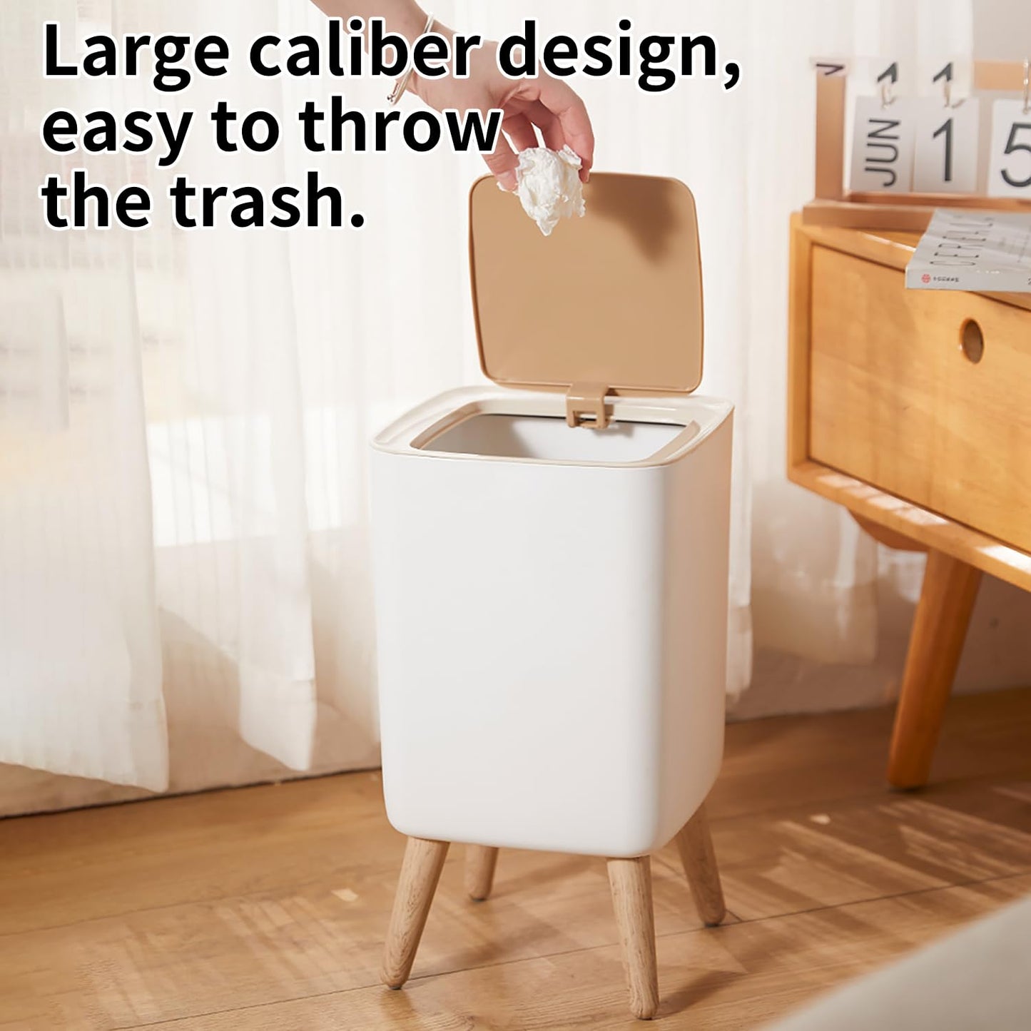 WanWanKa Mini White Plastic Trash Can, 2.6 Gallon Capacity, Slim Design, Anti-Odor, Easy to Clean, Suitable for Any Place | 10Liter Nordic Modern Waste Basket,Plastic Trash bin Suitable for Kitchen, Bathroom, Bedroom, Living Room, Office, Outdoor