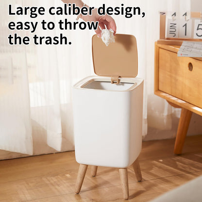 WanWanKa Mini White Plastic Trash Can, 2.6 Gallon Capacity, Slim Design, Anti-Odor, Easy to Clean, Suitable for Any Place | 10Liter Nordic Modern Waste Basket,Plastic Trash bin Suitable for Kitchen, Bathroom, Bedroom, Living Room, Office, Outdoor