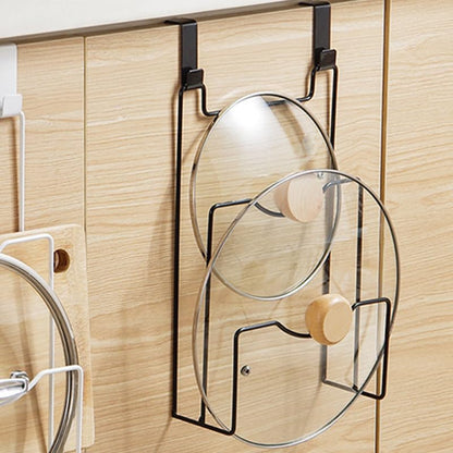 Alipis Cabinet Door Pot Lid Organizer with 4 Hooks Hanging Storage Rack for Kitchen Cabinet Space-Saving Pan Lid and Cutting Board Holder 12.12X8.07X3.22 Inch