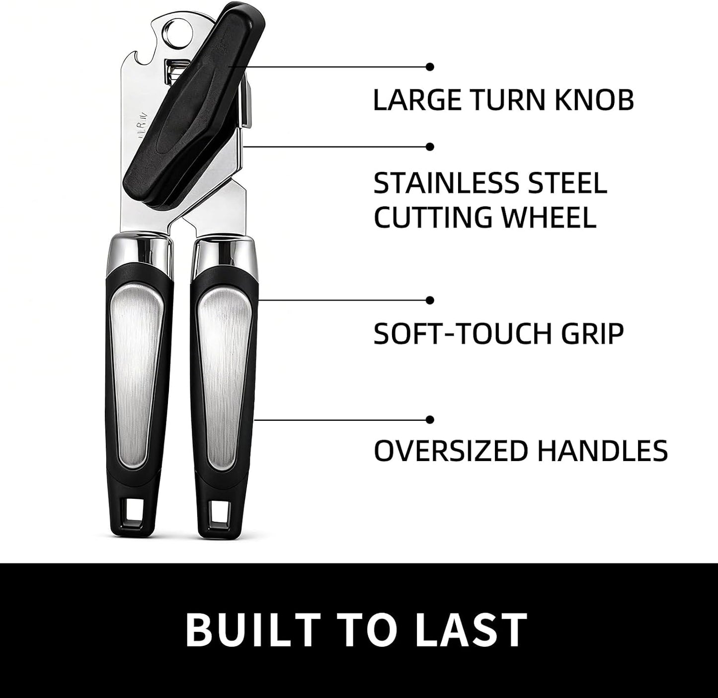 X&E Can Opener Manual, Handheld Strong Heavy Duty Stainless Steel Can Opener, Comfortable Handle, Sharp Blade Smooth Edge, Can Openers with Multifunctional Bottle Opener