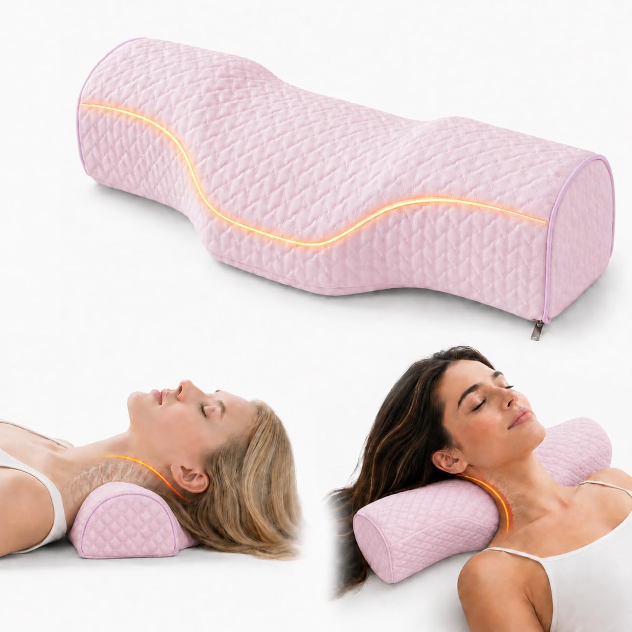 Cervical Neck Pillow, Memory Foam Neck Bolster for Sleeping, Washable Cover | polyester cover, slow rebound foam, magnet filling, raised dot texture, removable washable case, bed office chair travel