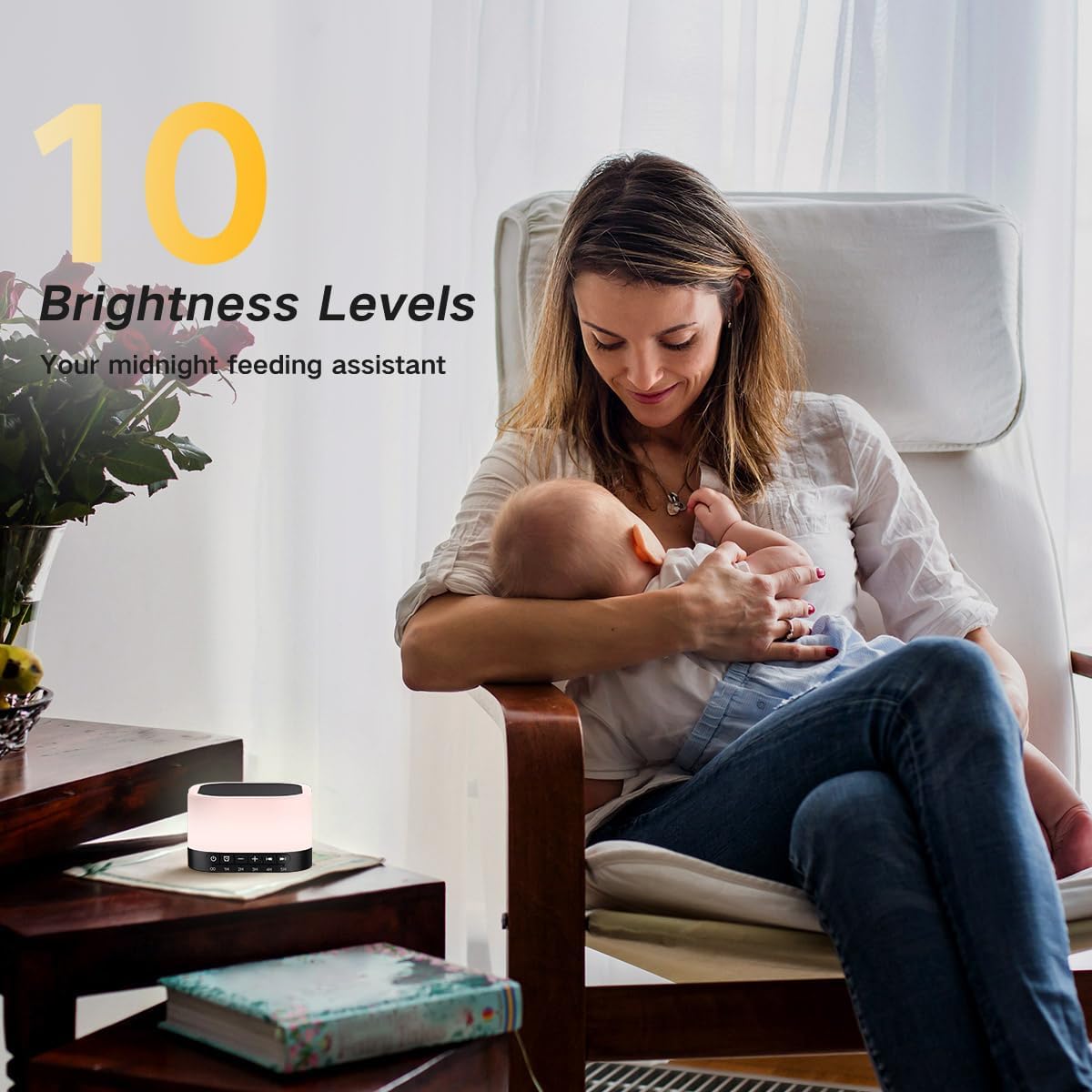 SleeZOO Sound Machine White Noise Machine with 25 Soothing Sounds 12 Colors Light with 10 Adjustable Levels 32 Adjustable Volumes 5 Timers Portable Sleep Machine for Adults Kids Baby (Wood)