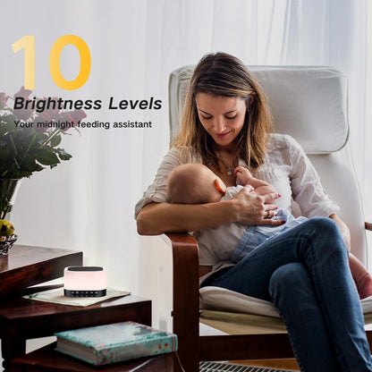 SleeZOO Sound Machine White Noise Machine with 25 Soothing Sounds 12 Colors Light with 10 Adjustable Levels 32 Adjustable Volumes 5 Timers Portable Sleep Machine for Adults Kids Baby (Wood)
