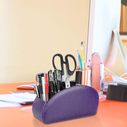 SITHON Remote Control Holder with 5 Compartments | PU Leather Remote Caddy Desktop Organizer Store TV, DVD, Blu-Ray, Media Player, Heater Controllers, Stripe Black