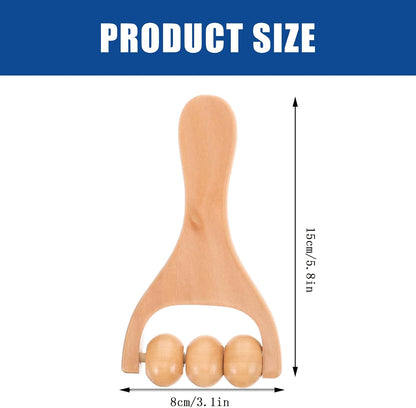 Wooden Massage Roller Tool Set for Full Body Relief Neck Shoulder Foot Leg Muscle Acupoint Therapy 2Pcs Compact Size 5.85 Inch Each