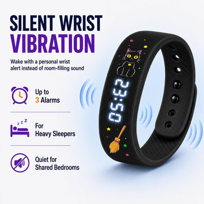 Vibrating Alarm Wristband Clock for Heavy Sleepers Wake Band Wrist Watch Silent Vibration Bracelet Loud Adults Strike Deaf People Despertar with that Won't Partner Extremely Deep