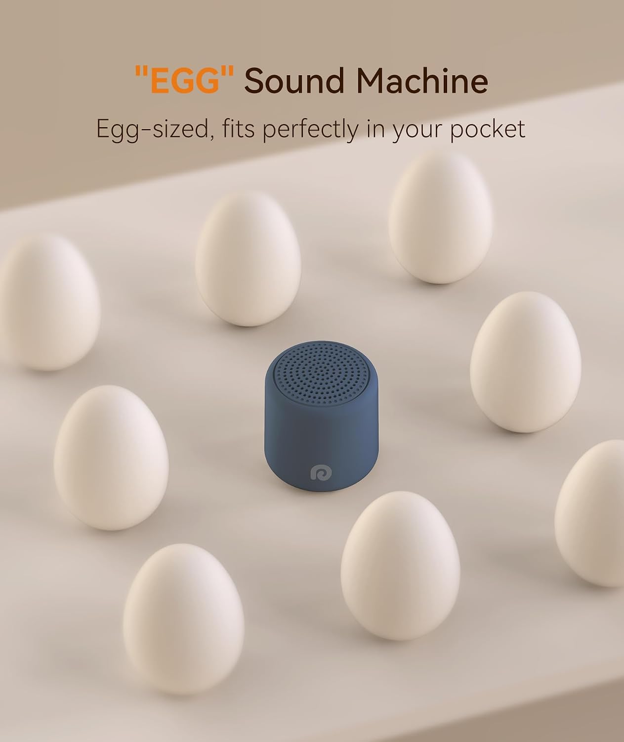 Dreamegg Portable White Noise Machine, 1000mAh Battery, Travel Sleep, Cream | Egg-Sized, 16 Sounds, USB-C, Timer, Baby & Adults, Office Privacy, Gift Use
