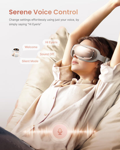 RENPHO Eyeris 3 Eye Massager with Heat and Cooling, Massaging Eye Mask | Voice Control, Vibration & Compression Massager for Dry Eyes & Head Tension, FSA Eligible HSA, Gifts for Women & Men